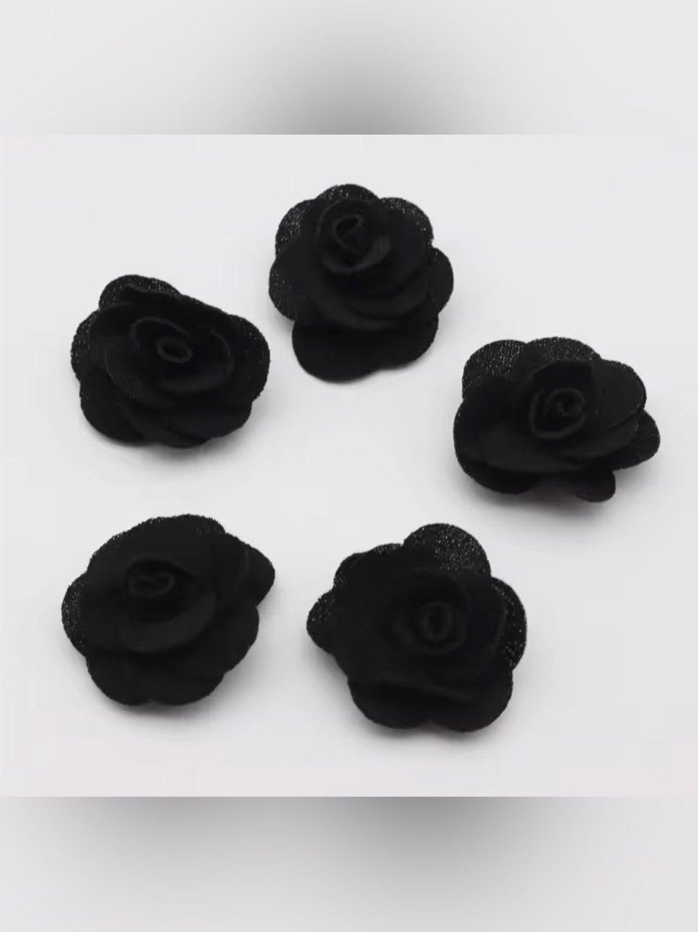 Handmade Flower Linen Craft Embellishments DIY Hair Clip Buds 10pc New Black